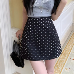 6 Pcs Womens Casual Fashionable Polka Dot Mini Skirt