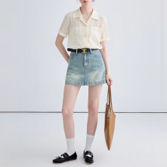5 Pcs Womens Washed Denim Mini Skirt