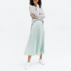 6 Pcs Womens Casual High Waist Pleated A Line Mid Length Skirts