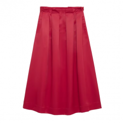 2 Pcs Simple Slim Pleated A Line Midi Skirt