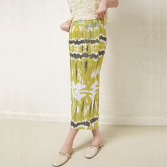 2 Pcs Womens Printed Pencil Pleated Skirt