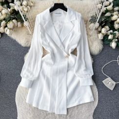 2 Pcs Women Spring Elegant Short Suit Blazer Dresses