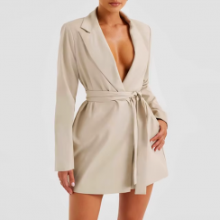 Womens Sexy Spring Stylish Deep V Neck Blazers Dress
