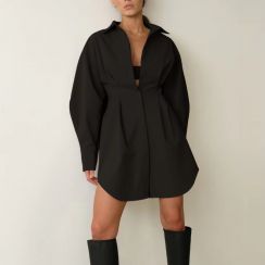 3 Pcs Waist Wrapped Style Casual Retro Simple Women Long Sleeves Shirt Dress